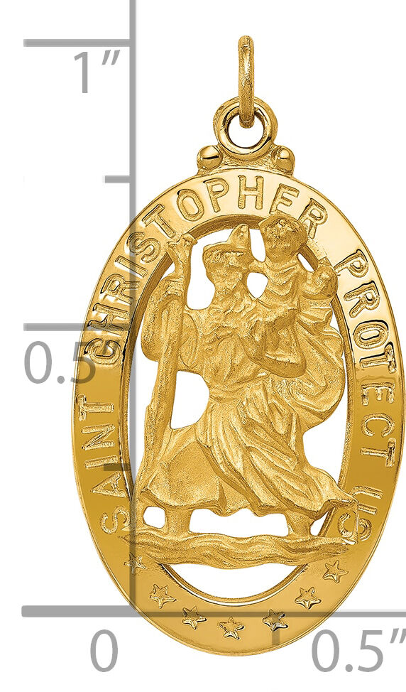 14k Saint Christopher Medal Pendant-XR383