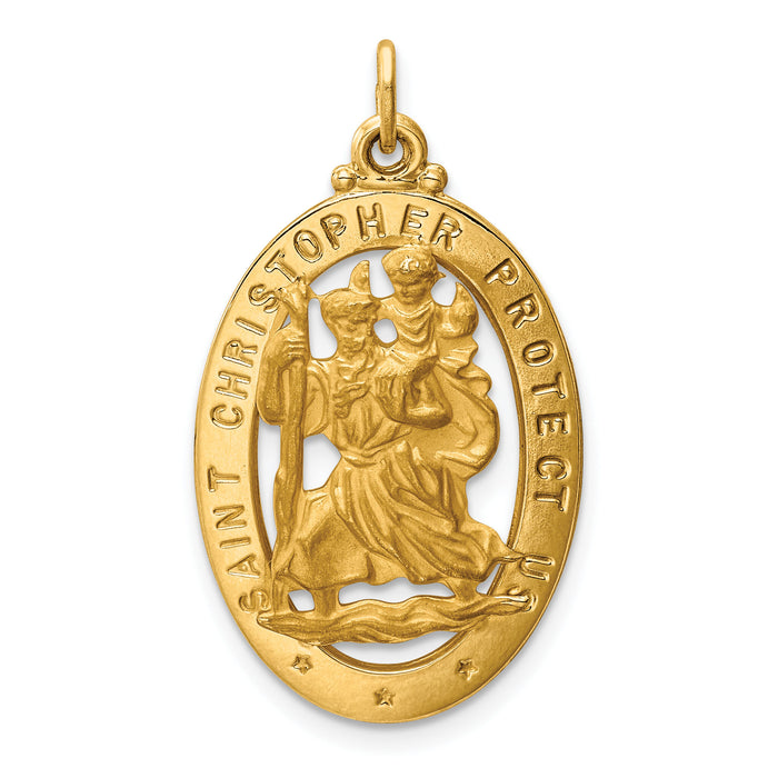 14k Saint Christopher Medal Pendant-XR384