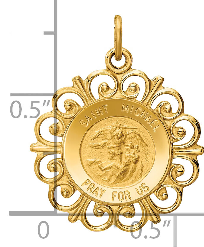 14k Saint Michael Medal Charm-XR386