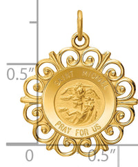 14k Saint Michael Medal Charm-XR386