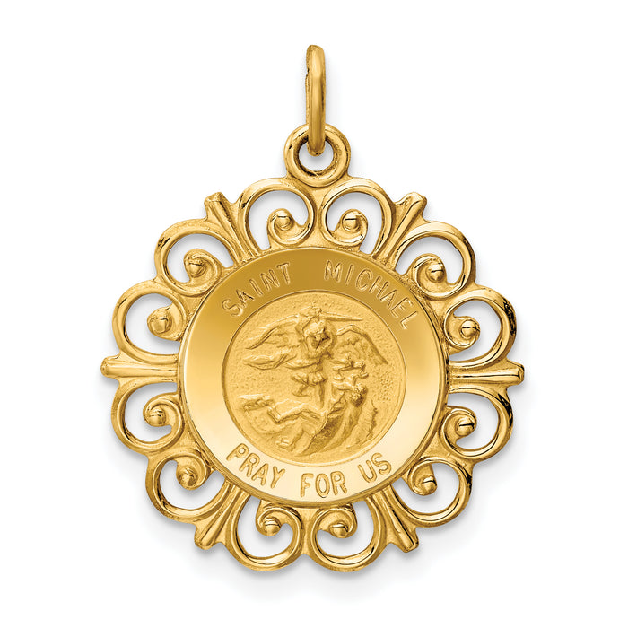 14k Saint Michael Medal Charm-XR386