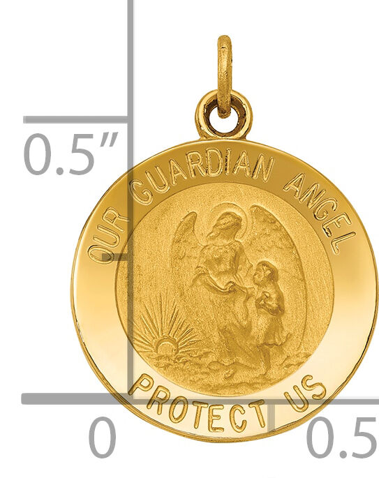 14k Guardian Angel Medal Charm-XR389