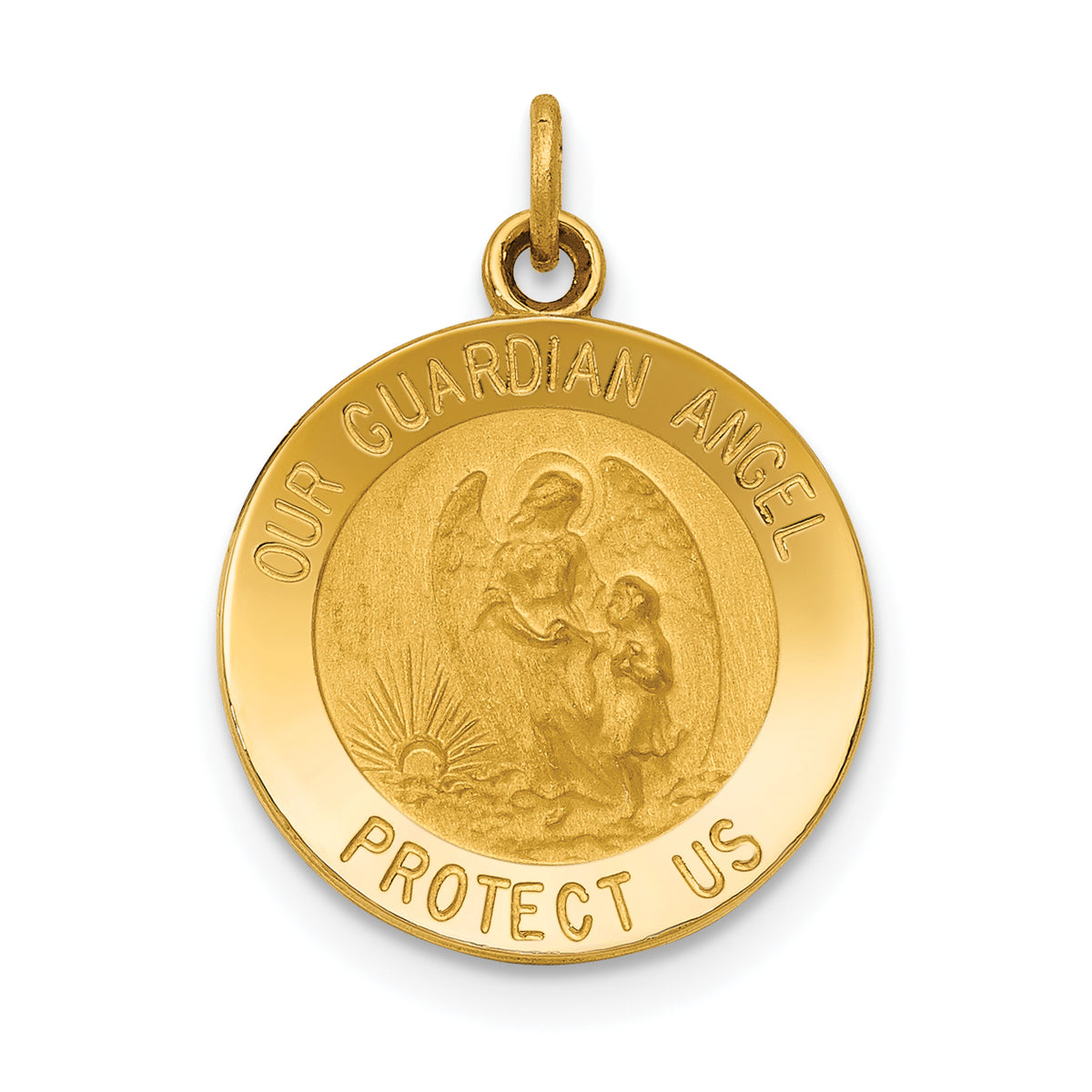 14k Guardian Angel Medal Charm-XR389