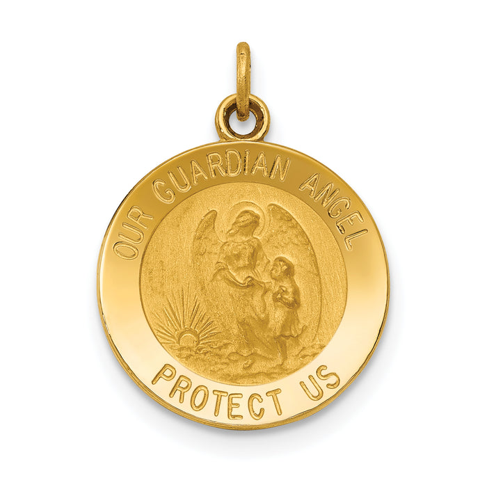 14k Guardian Angel Medal Charm-XR389