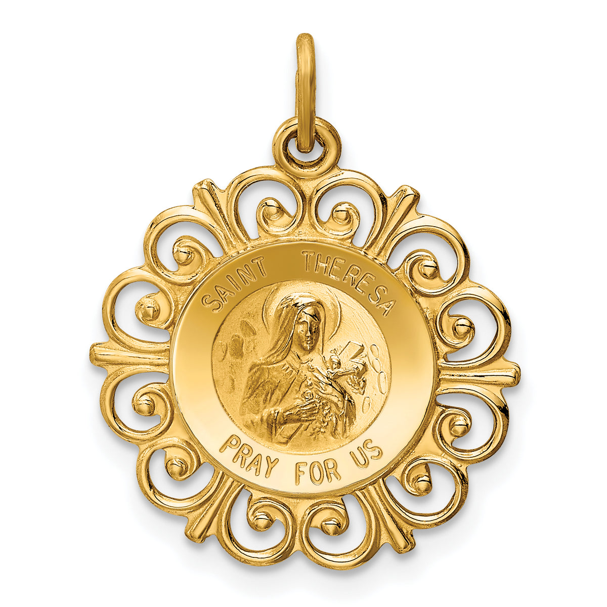14k Saint Theresa Medal Charm-XR390