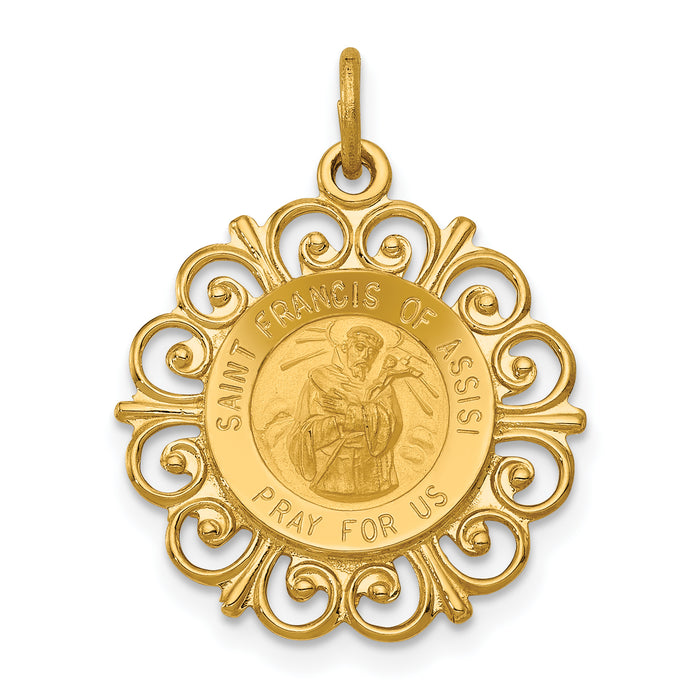 14k Saint Francis of Assisi Medal Pendant-XR392