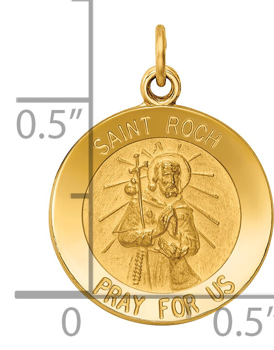 14k Saint Roch Medal Charm-XR414
