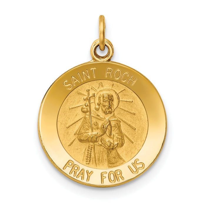 14k Saint Roch Medal Charm-XR414