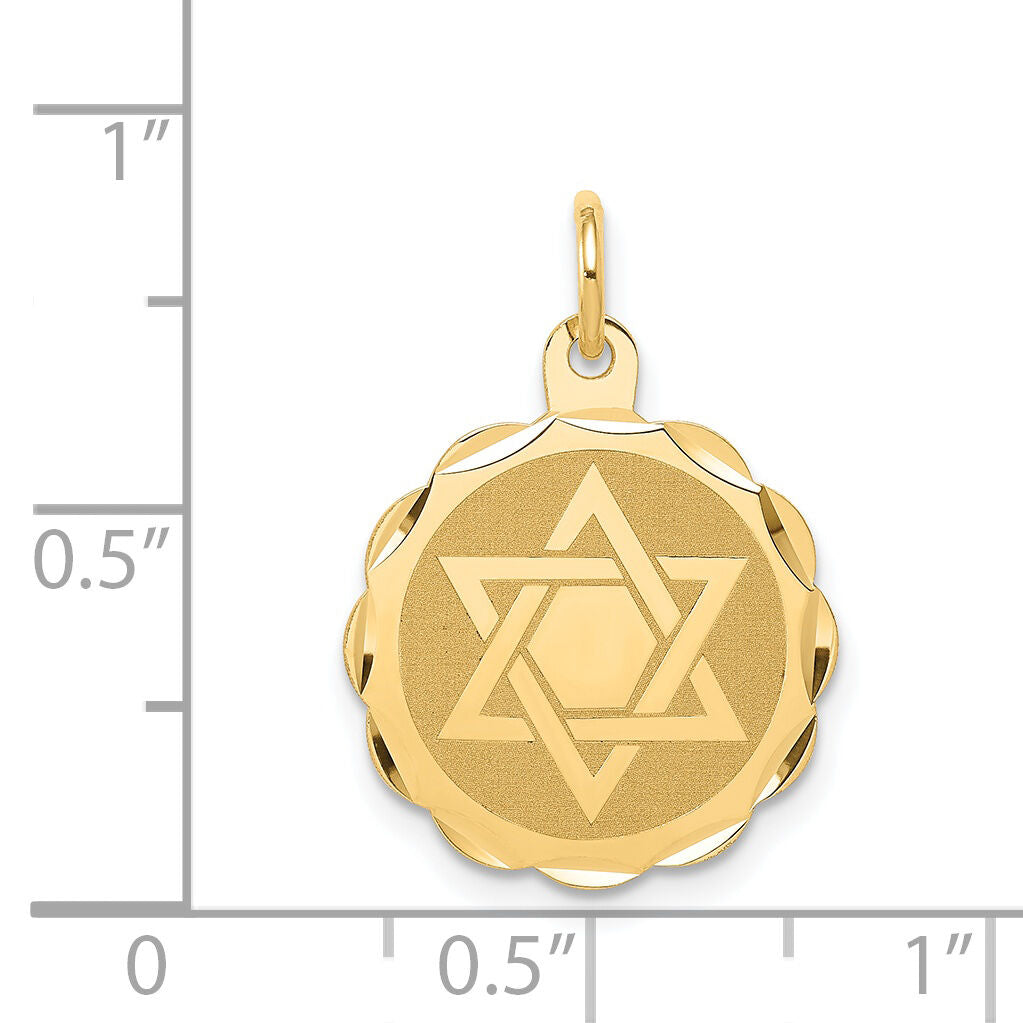 14k Solid Star of David Disc Charm-XR416