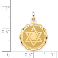 14k Solid Star of David Disc Charm-XR416