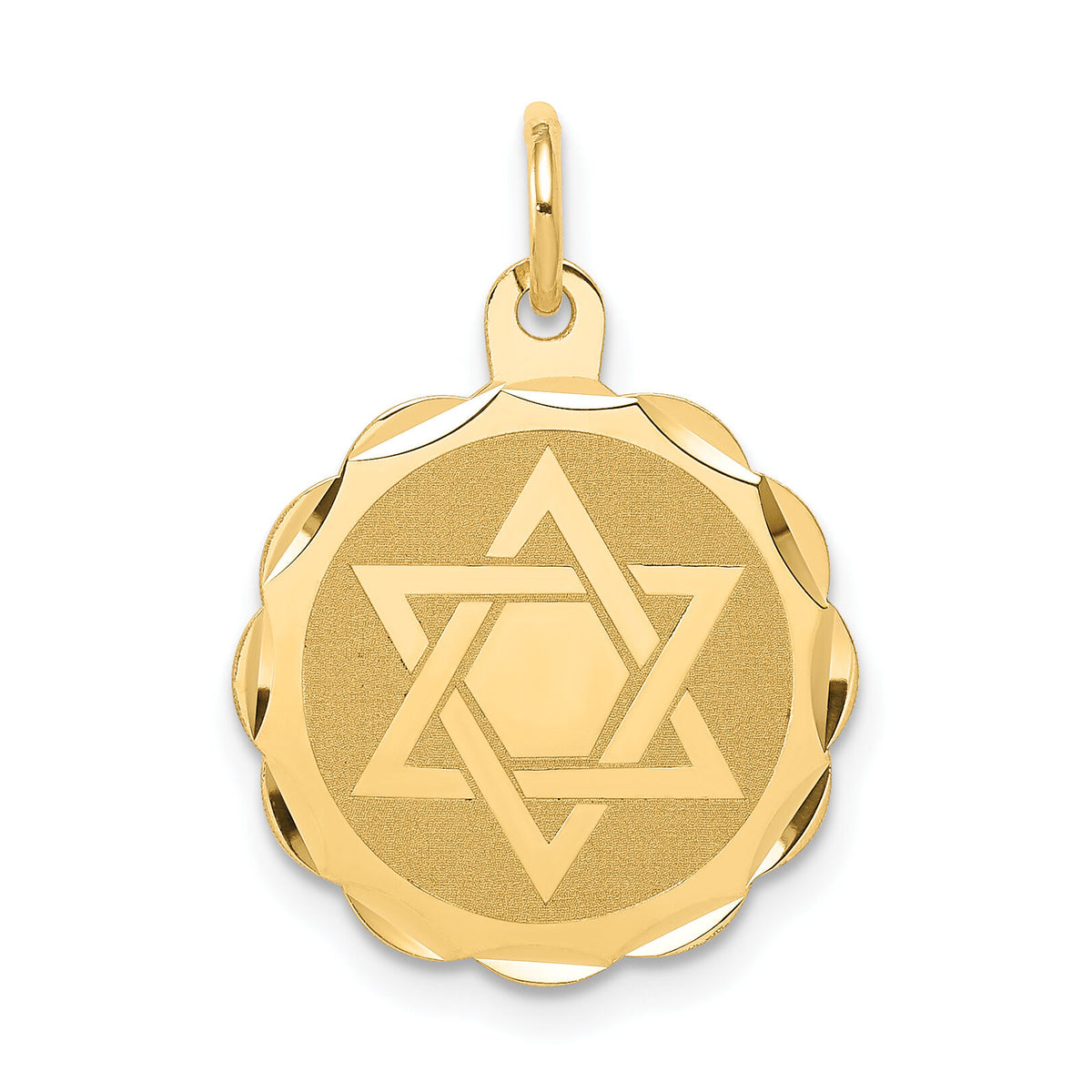 14k Solid Star of David Disc Charm-XR416
