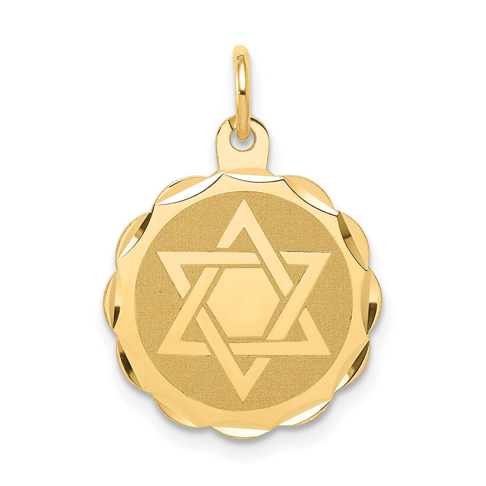 14k Solid Star of David Disc Charm-XR416