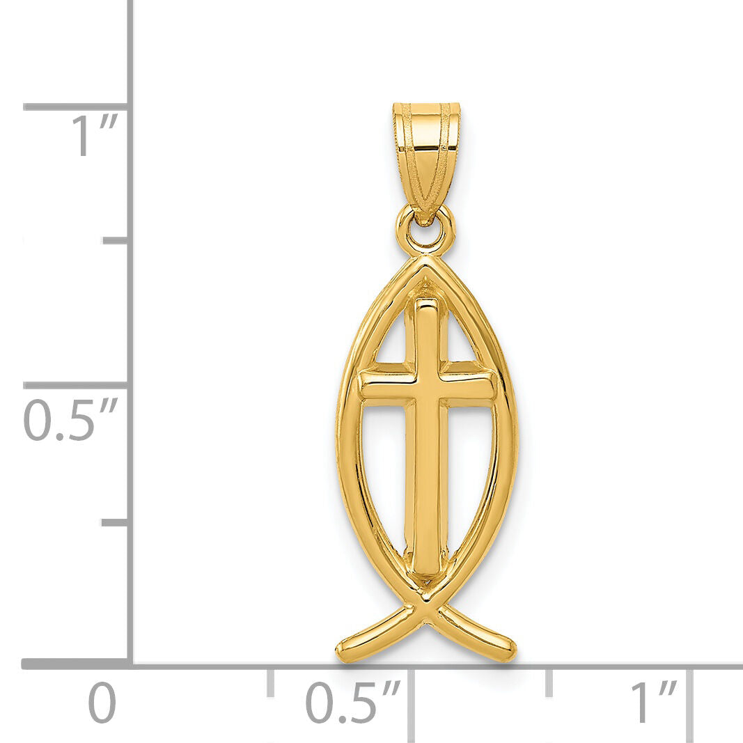 14k Ichthus Fish Pendant-XR455