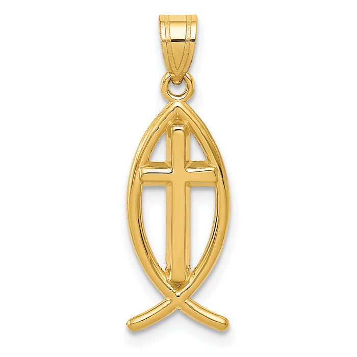 14k Ichthus Fish Pendant-XR455