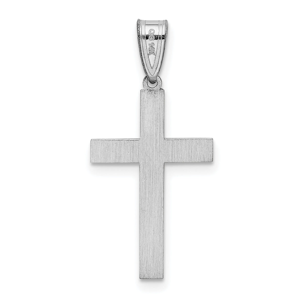 14k White Laser Etched Cross Charm-XR470
