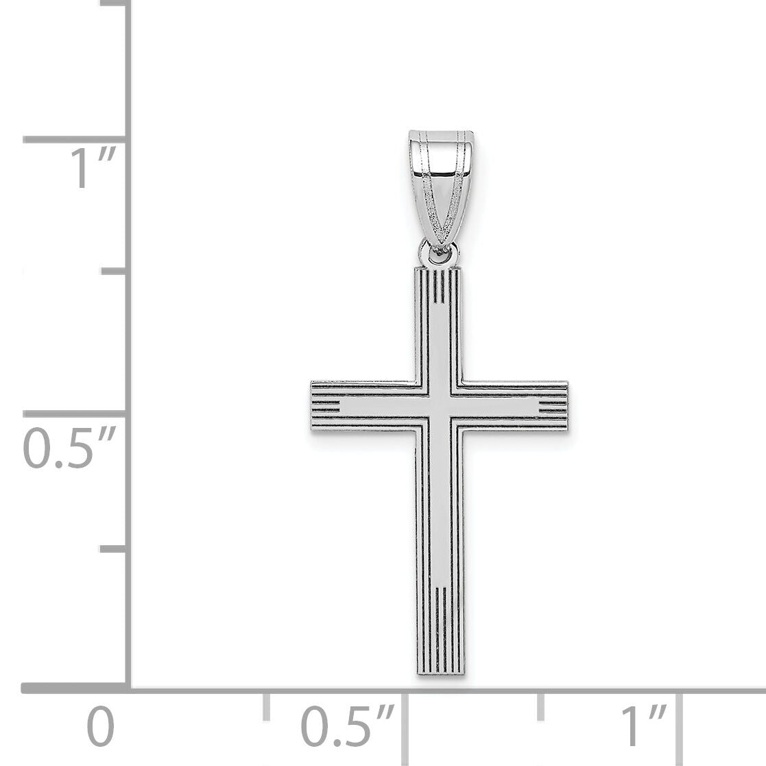 14k White Laser Etched Cross Charm-XR470