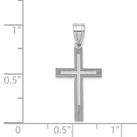 14k White Laser Etched Cross Charm-XR470