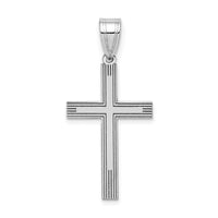 14k White Laser Etched Cross Charm-XR470