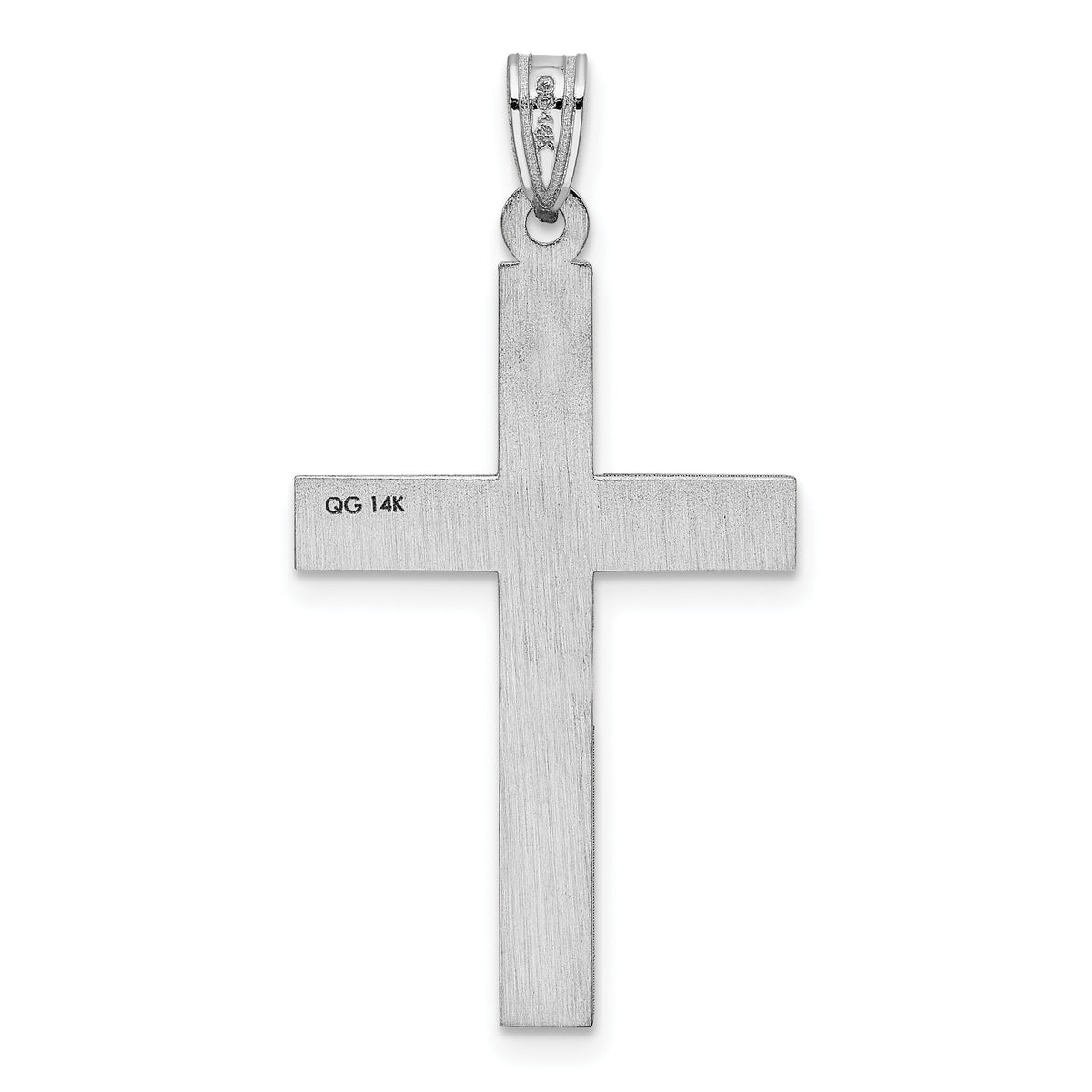 14k White Laser Etched Cross Charm-XR471