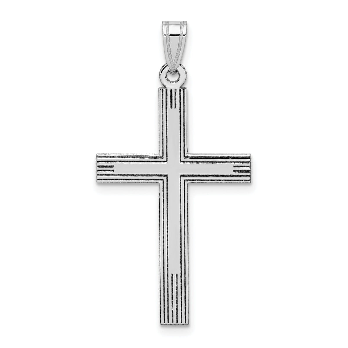 14k White Laser Etched Cross Charm-XR471