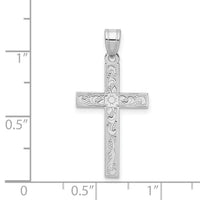 14K White Floral Cross Pendant-XR485
