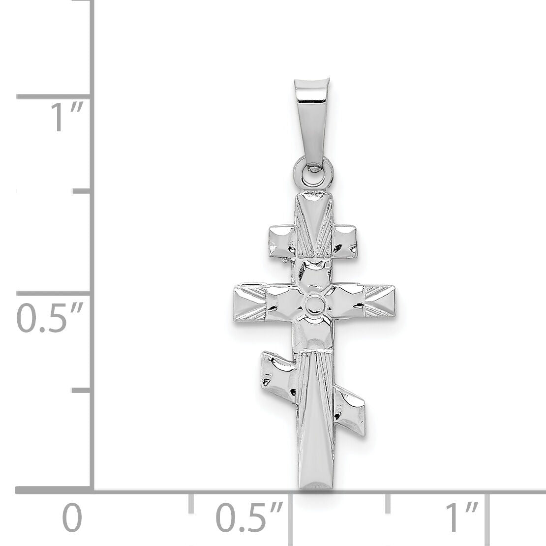 14k White Gold Eastern Orthodox Cross Charm-XR498