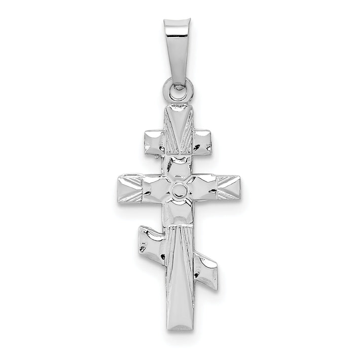 14k White Gold Eastern Orthodox Cross Charm-XR498