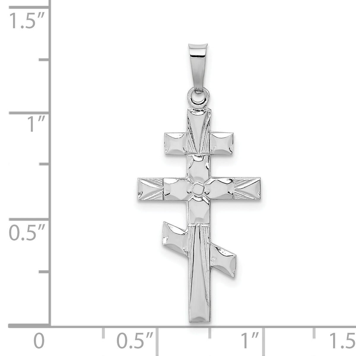14k White Gold Eastern Orthodox Cross Pendant-XR499