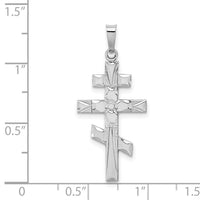 14k White Gold Eastern Orthodox Cross Pendant-XR499