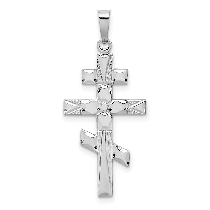 14k White Gold Eastern Orthodox Cross Pendant-XR499
