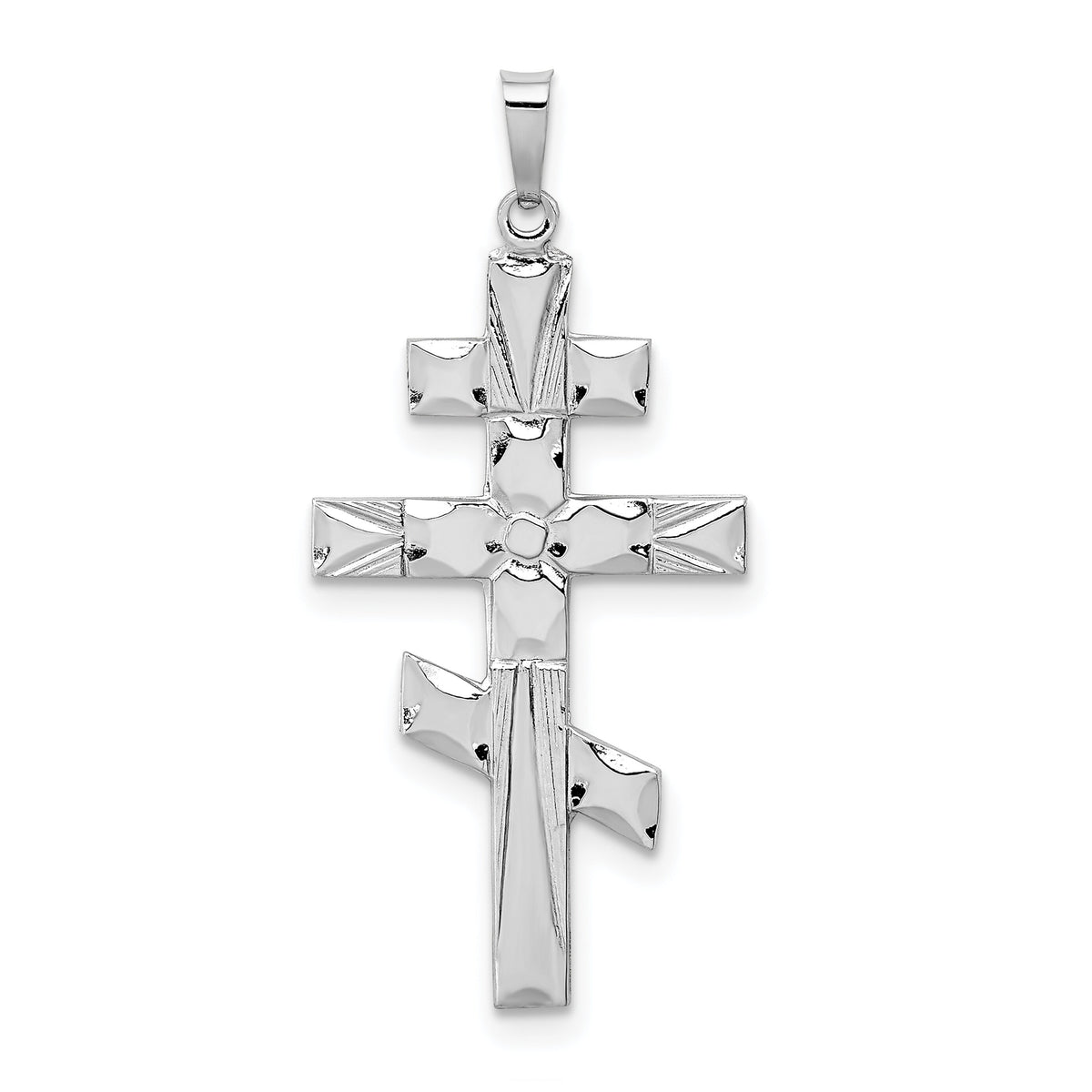 14k White Gold Eastern Orthodox Cross Pendant-XR500