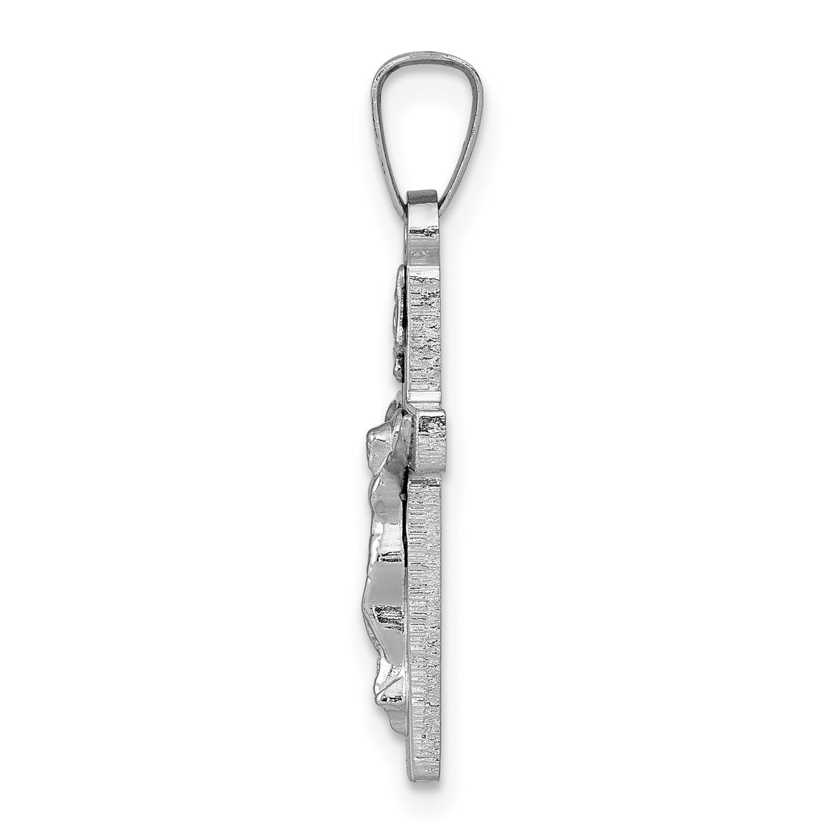 14k White Gold INRI Crucifix Charm-XR501