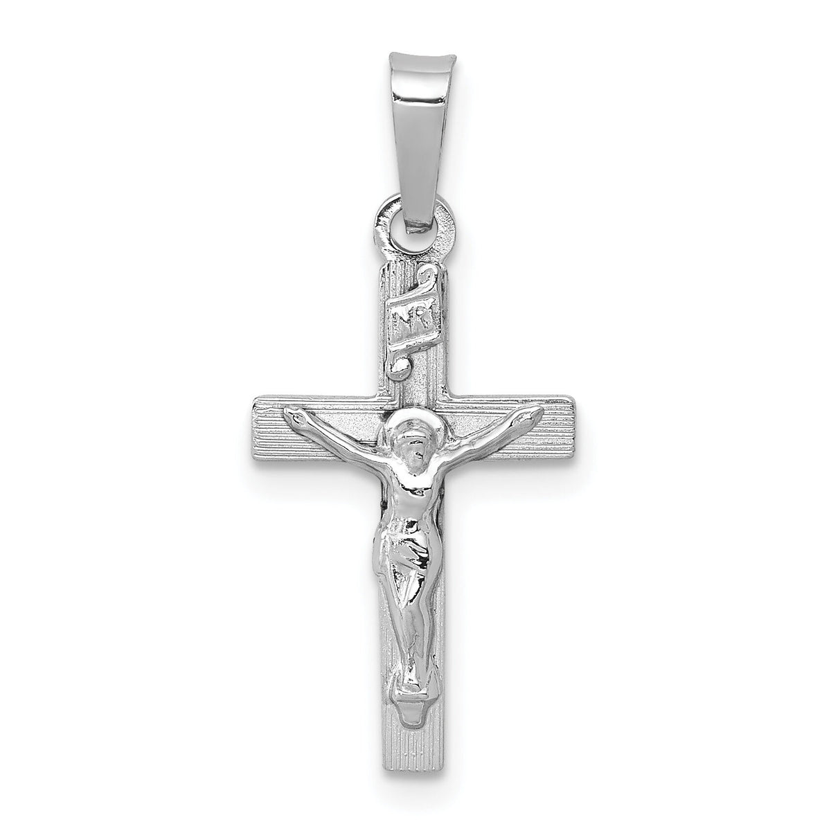 14k White Gold INRI Crucifix Charm-XR501
