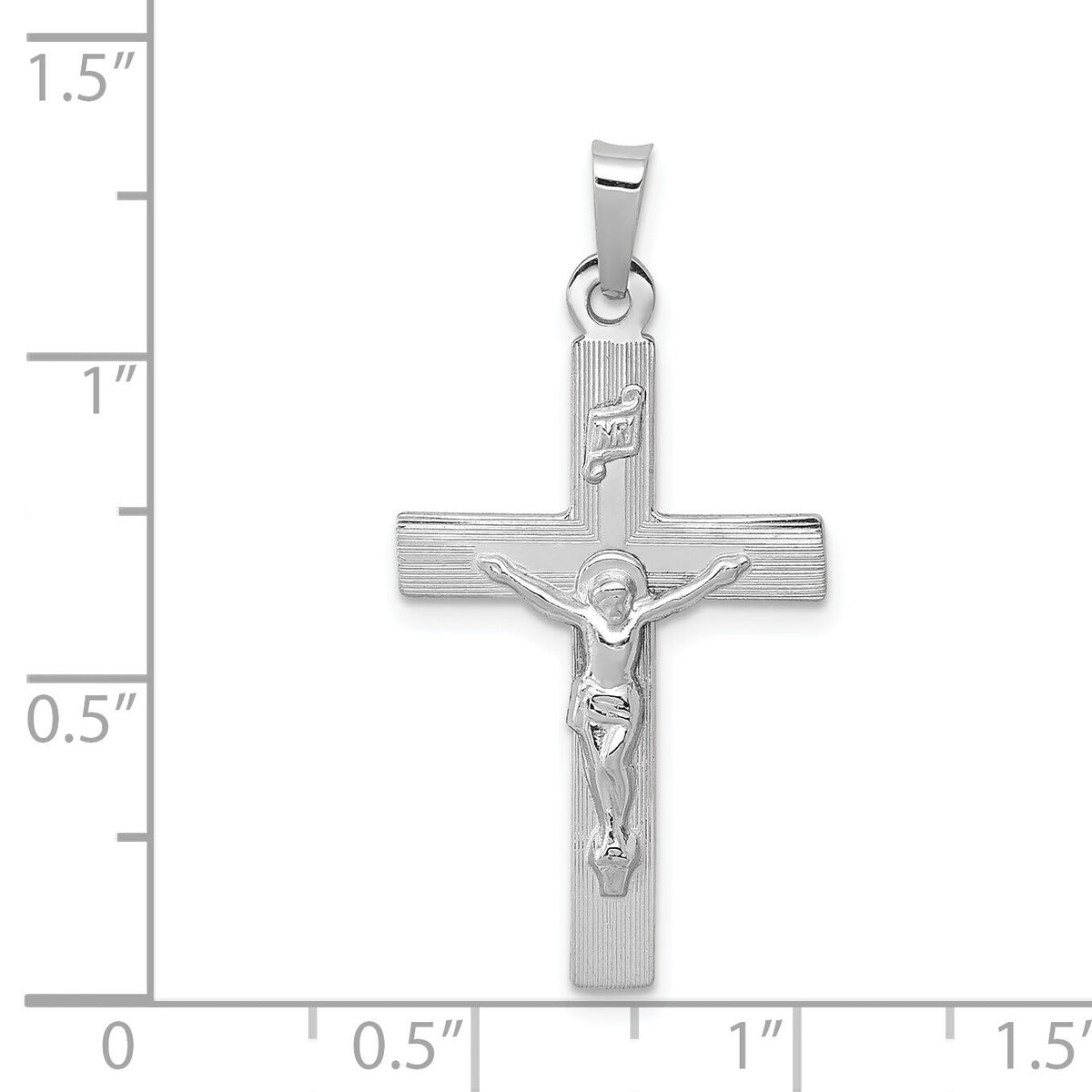 14k White Gold INRI Crucifix Charm-XR502