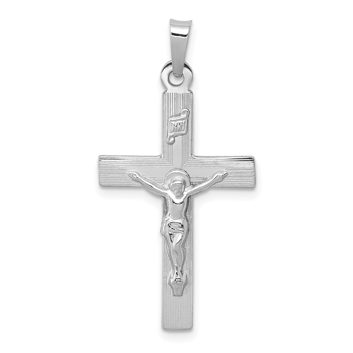 14k White Gold INRI Crucifix Charm-XR502