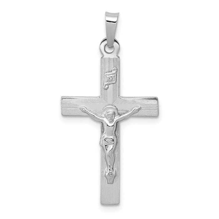 14k White Gold INRI Crucifix Charm-XR502