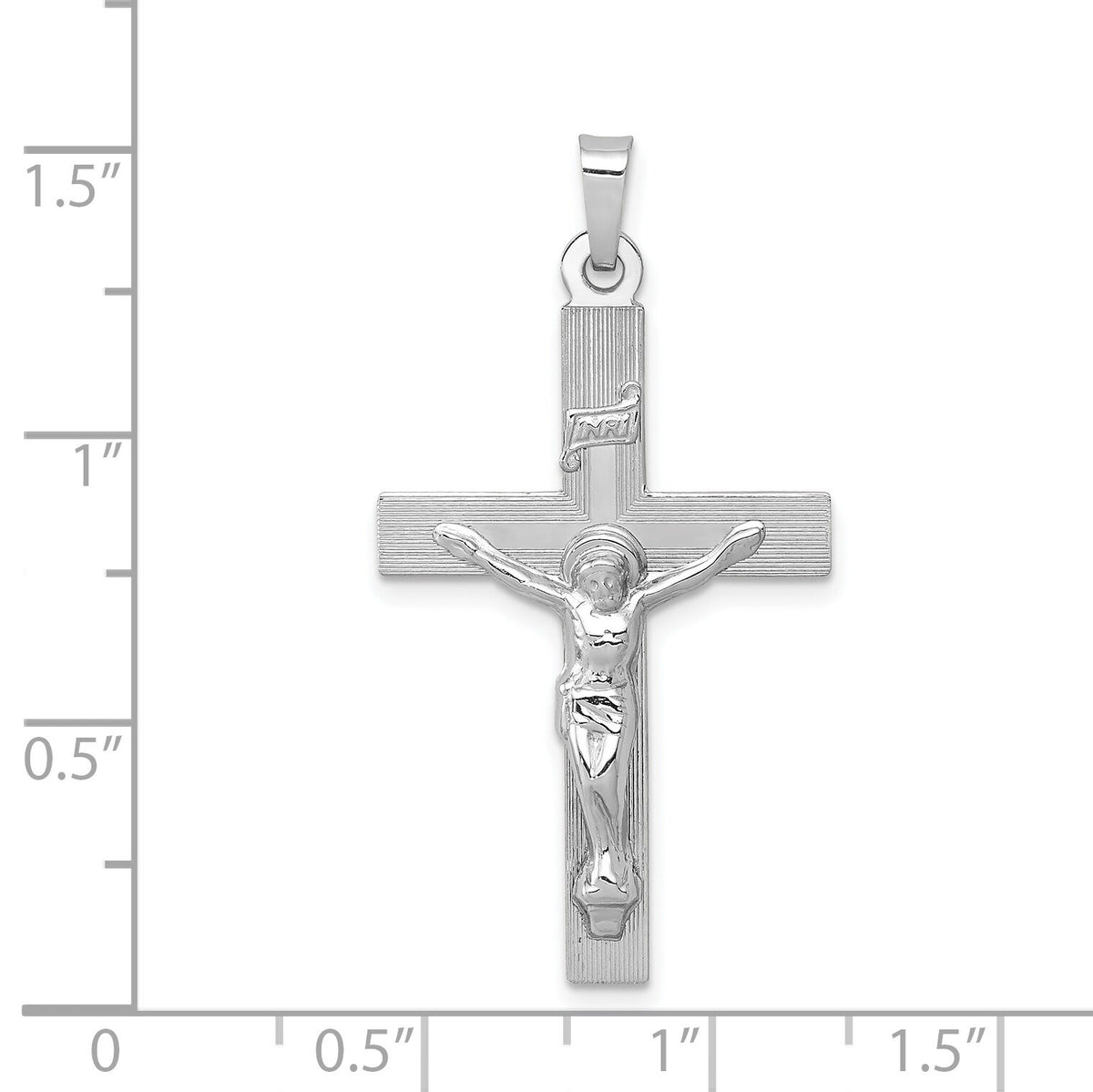 14k White Gold INRI Crucifix Charm-XR503