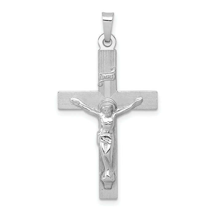 14k White Gold INRI Crucifix Charm-XR503