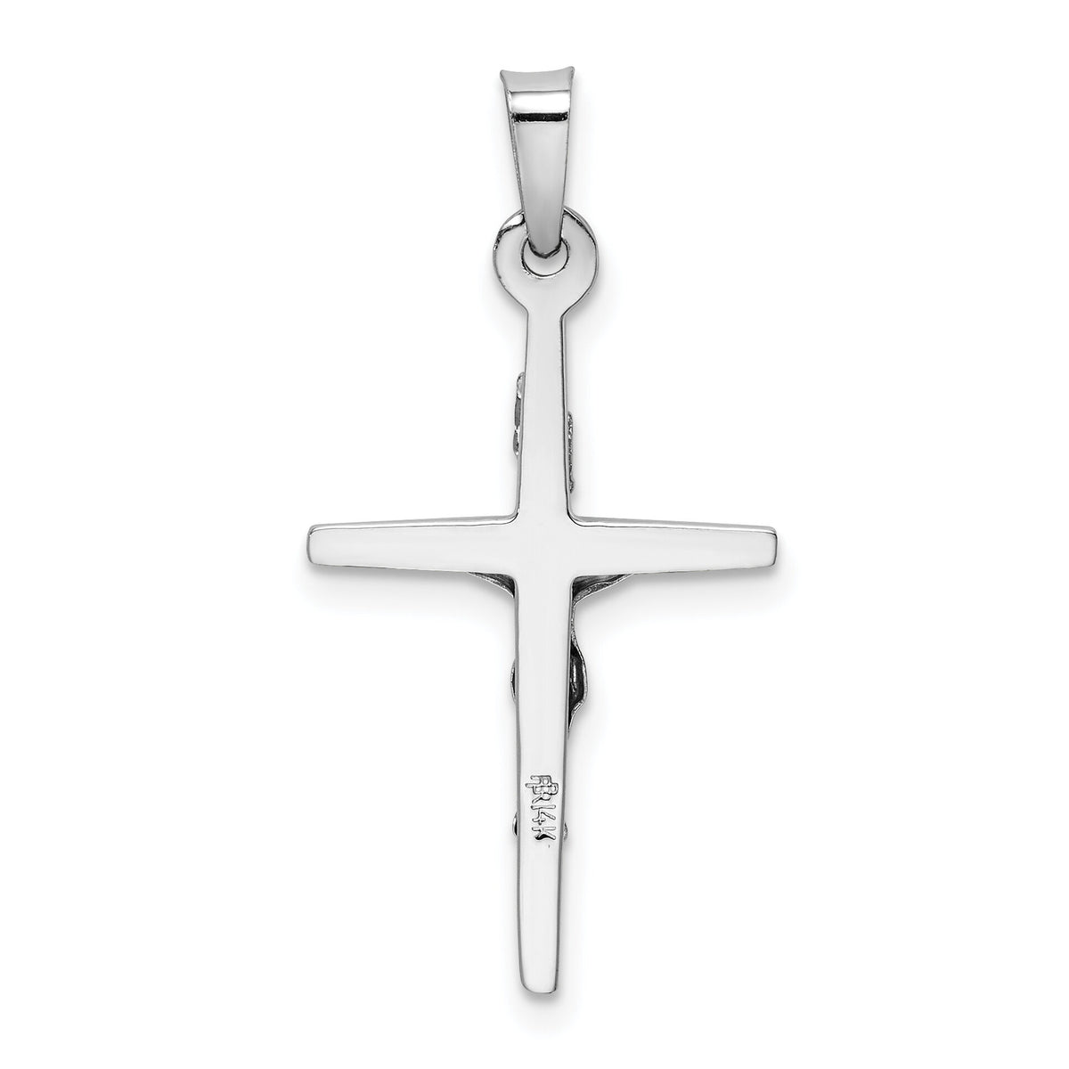14k White Gold INRI Crucifix Charm-XR508