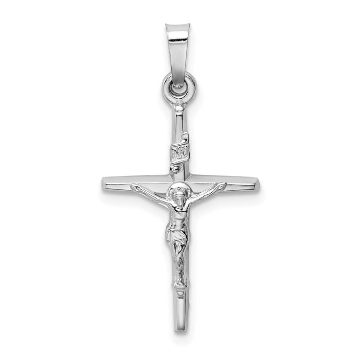 14k White Gold INRI Crucifix Charm-XR508