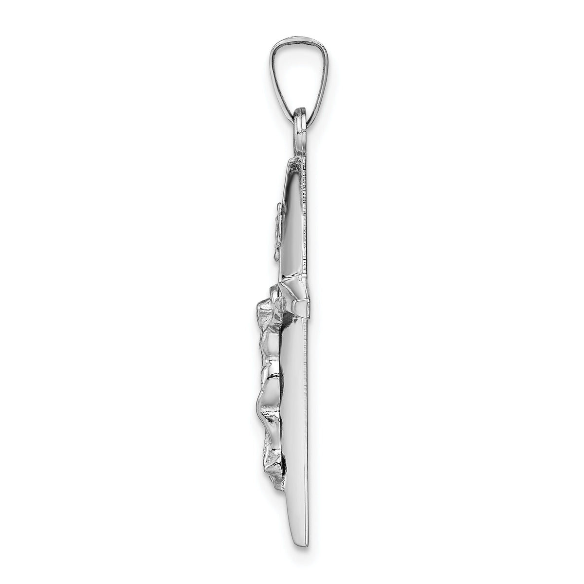 14k White Gold INRI Crucifix Charm-XR509
