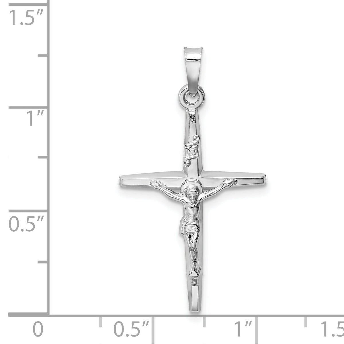 14k White Gold INRI Crucifix Charm-XR509