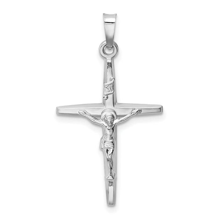 14k White Gold INRI Crucifix Charm-XR509