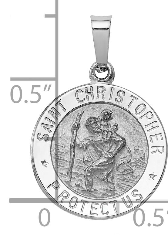 14k White Gold Saint Christopher Medal Charm-XR513