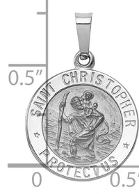 14k White Gold Saint Christopher Medal Charm-XR513