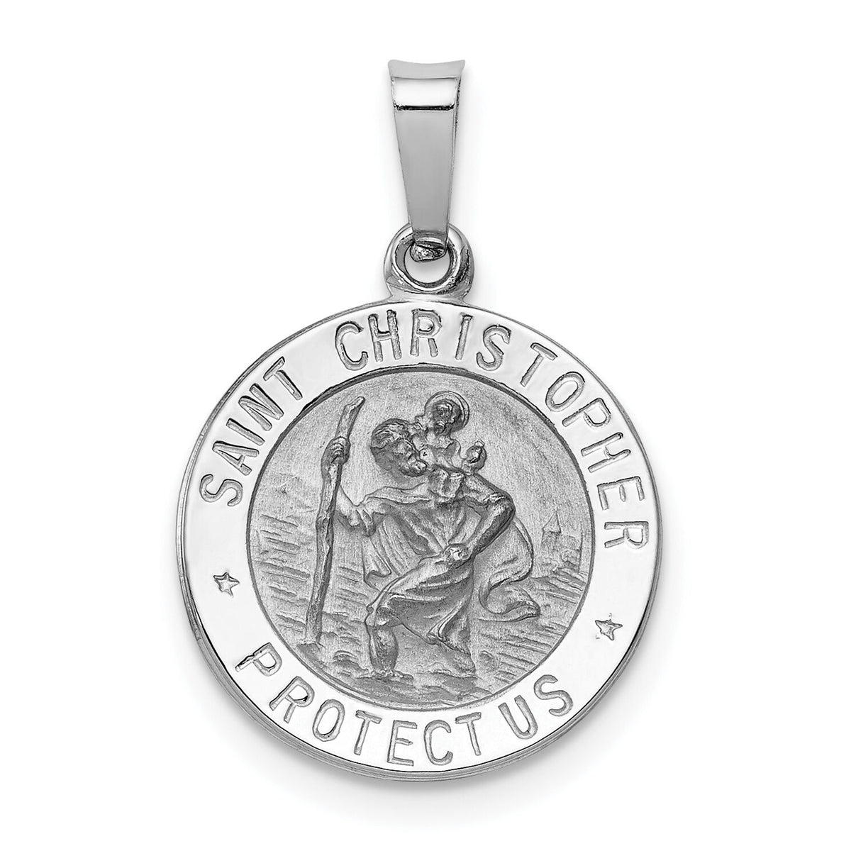 14k White Gold Saint Christopher Medal Charm-XR513