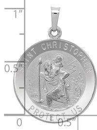 14k White Gold Saint Christopher Medal Pendant-XR514