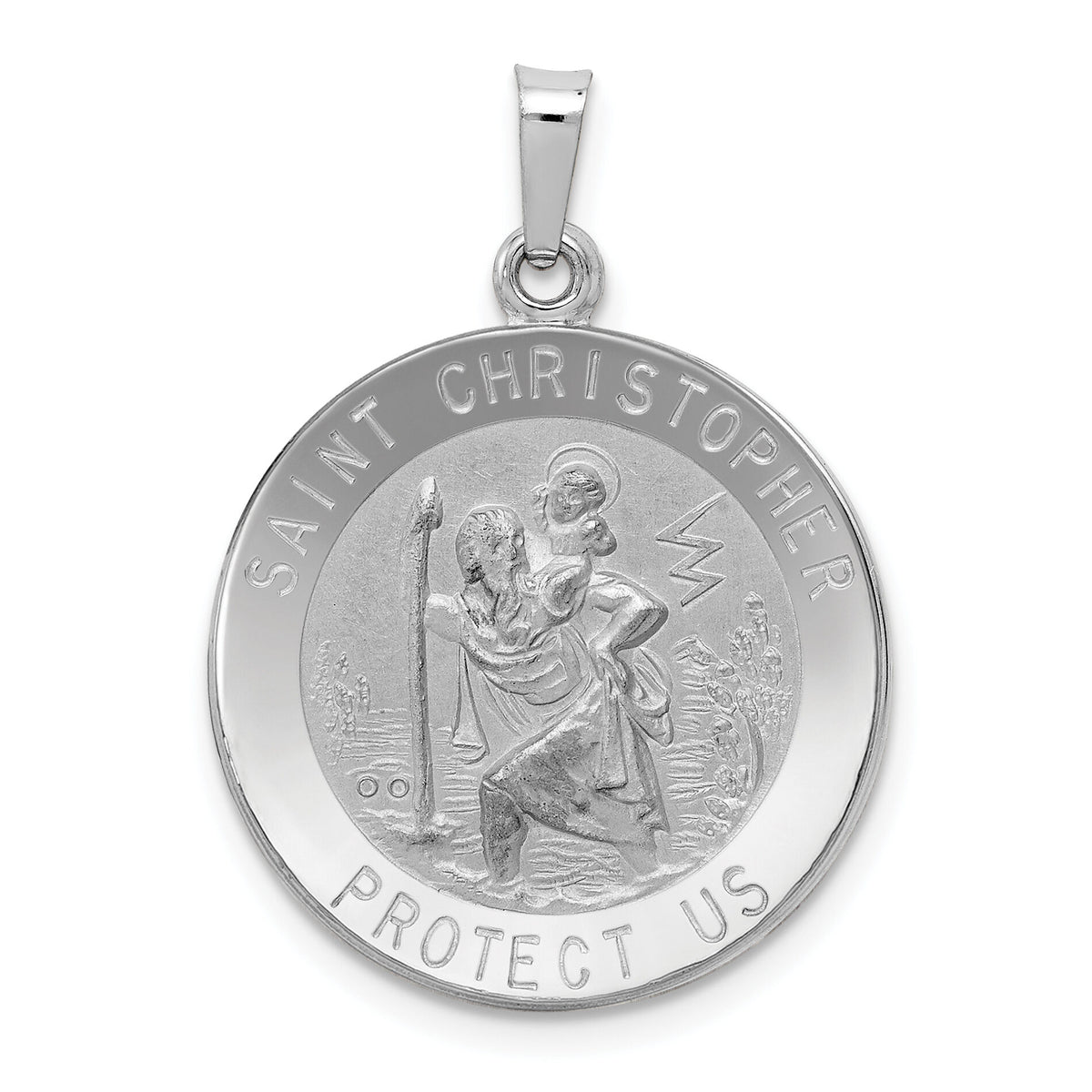14k White Gold Saint Christopher Medal Pendant-XR514