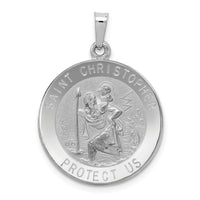14k White Gold Saint Christopher Medal Pendant-XR514