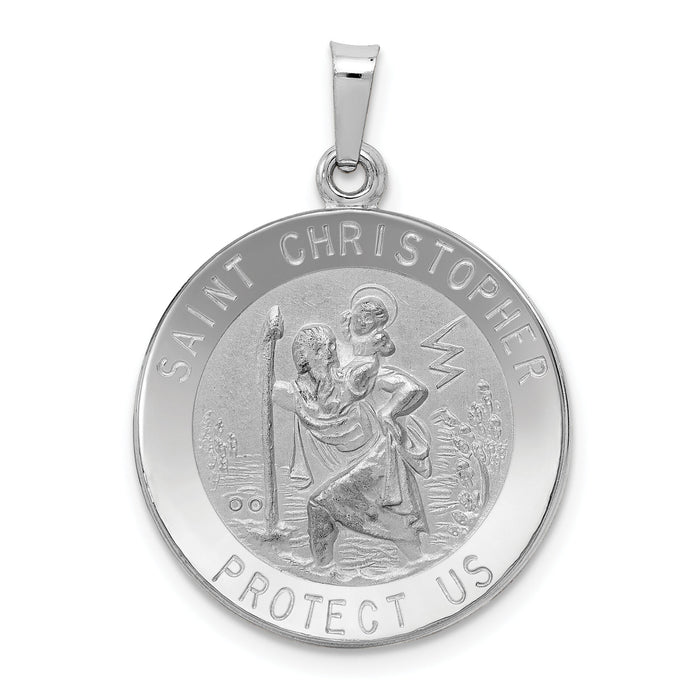 14k White Gold Saint Christopher Medal Pendant-XR514